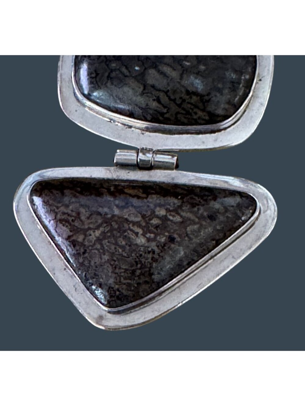 Agatized Dinosaur Bone Gemstone Sterling Silver Pendant Large 2 3/4" 38g - Picture 7 of 8